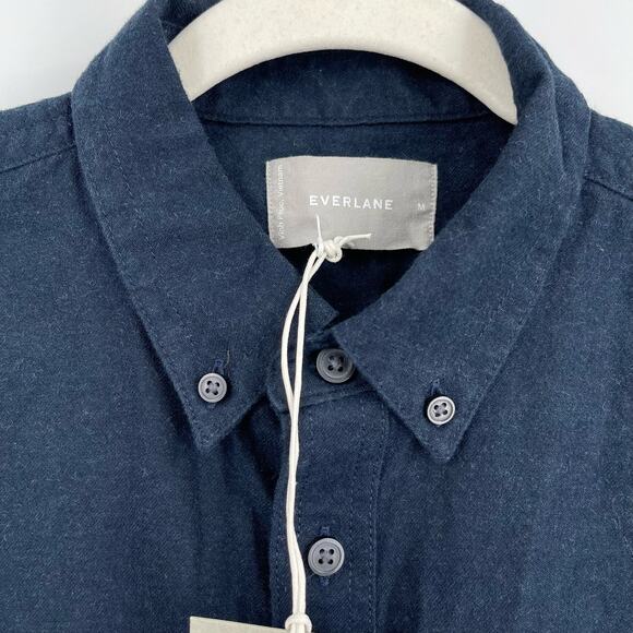 Everlane The Brushed Flannel Shirt Blue Size Medium NWT - Picture 3 of 5